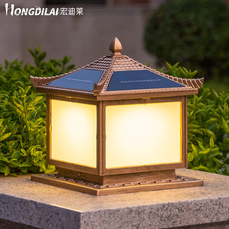 口字款空白款太阳能柱头灯别墅围墙门柱照明新农村围栏户外庭院灯