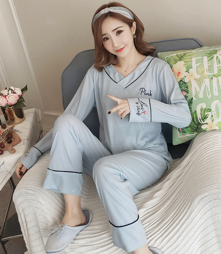 Phiên bản Hàn Quốc của đồ ngủ mùa xuân và mùa thu của phụ nữ cotton mùa thu dài tay hai mảnh kiểu công chúa lỏng lẻo dễ thương có thể mặc các kiểu đồ bộ đẹp
