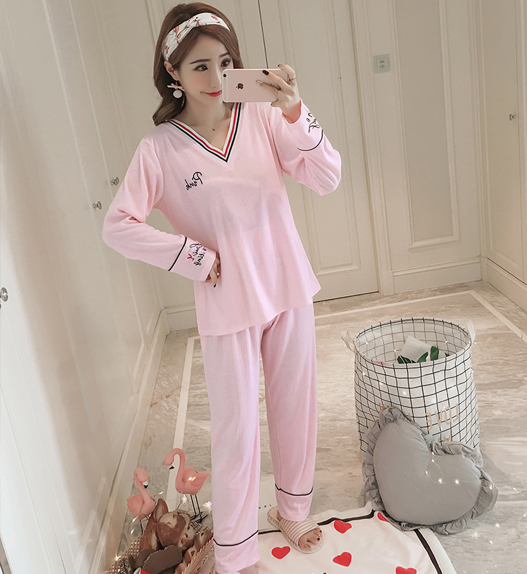 Phiên bản Hàn Quốc của bộ đồ ngủ mới cho nữ mùa thu cotton dài tay mùa xuân và mùa thu ngọt ngào và đáng yêu phù hợp với bộ đồ cotton công chúa kiểu đồ bộ may vải thun