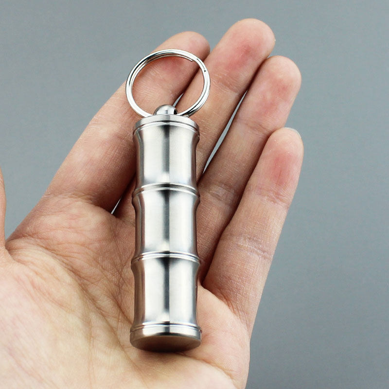 Pure titanium outdoor portable medicine box sealed waterproof warehouse medicine tank keychain small medicine bottle first aid moisture-proof mini