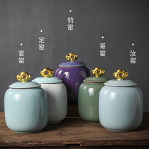 Five large kilns ceramic tea cans large one pound filled with your kiln tea cans Puer sealed storage tea cylinder tea bucket household