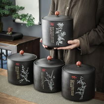 Tea jar ceramic large sealed storage tank for Puer red green tea a pound retro collection box
