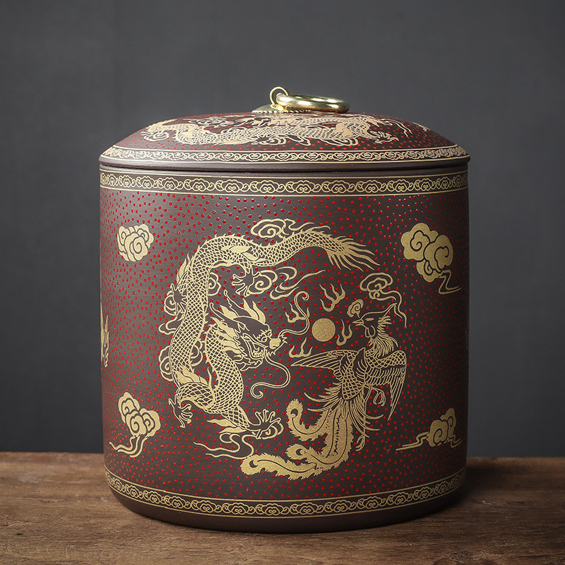 Pu-yu tea packaging box general empty gift box of purple sand tea canned ceramic large storage tea sealing cans