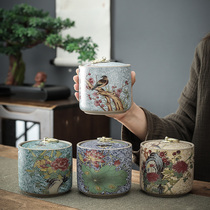 Chinese tea tank ceramic sealing tank large Puer red green tea storage tank for retro tea box tide-proof jar