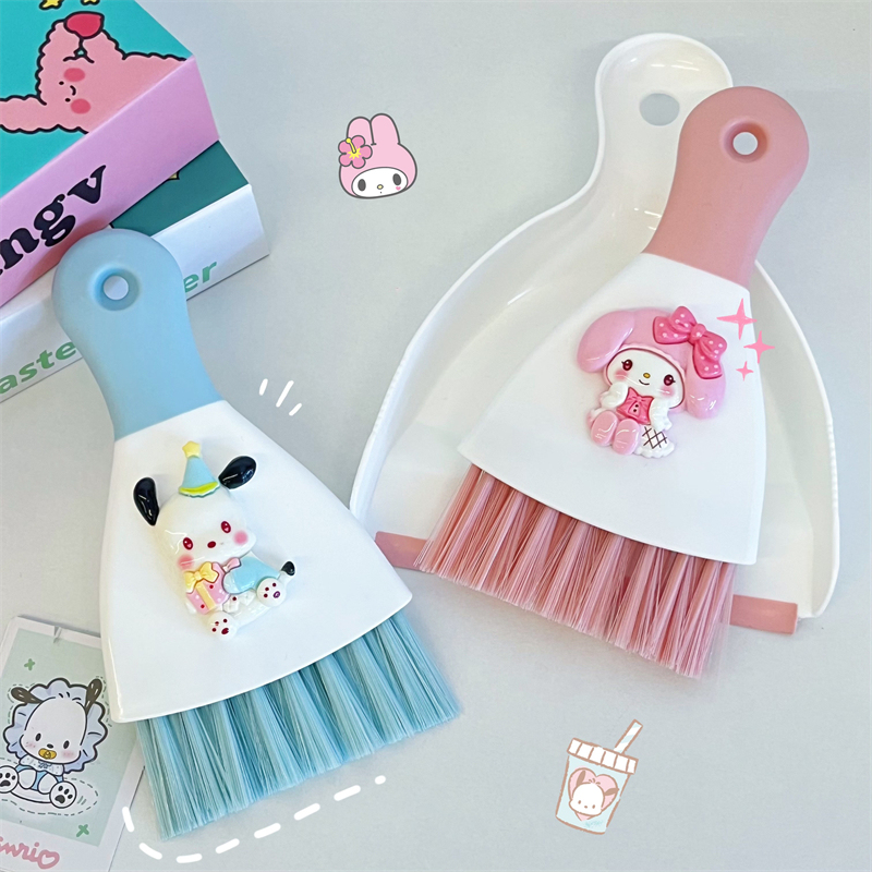 Sanrio Desktop Broom and Dustpan Cleaning Set Combination for Home Use, Small Broom for Cleaning Tables and Dust, My Melody Sanrio Desktop Broom and Dustpan Cleaning Set Combination for Home Use, Small Broom for Cleaning Tables and Dust, My Melody
