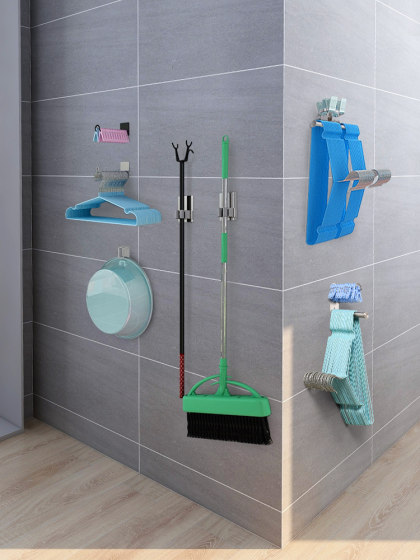 衣架收纳神器不锈钢阳台整理置物架壁挂墙上免打孔挂钩晾衣架挂杆