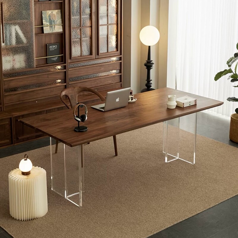 Black Walnut Suspended Desk, Home-Use Acrylic Large Board Table, Dual-Purpose Tea Table, Sofa Back Long Table, Solid Wood Dining Table Black Walnut Suspended Desk, Home-Use Acrylic Large Board Table, Dual-Purpose Tea Table, Sofa Back Long Table, Solid Wood Dining Table