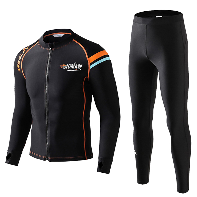 Summer Diving Suit for Men, Quick-Drying, Sun-Protective, Jellyfish Suit, Surfing, Sailing, Motorboat, Long-Sleeved, Long-Pants, Two-Piece Swimsuit