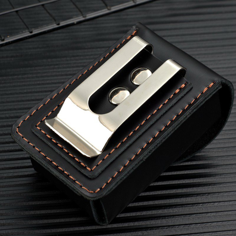 Genuine Leather Glasses Case, Anti-Pressure, Belt-Hanging, Eye Bag, Foldable Reading Glasses for Middle-Aged and Elderly, Portable, Belt-Wearing, Waist-Hanging Case for Men