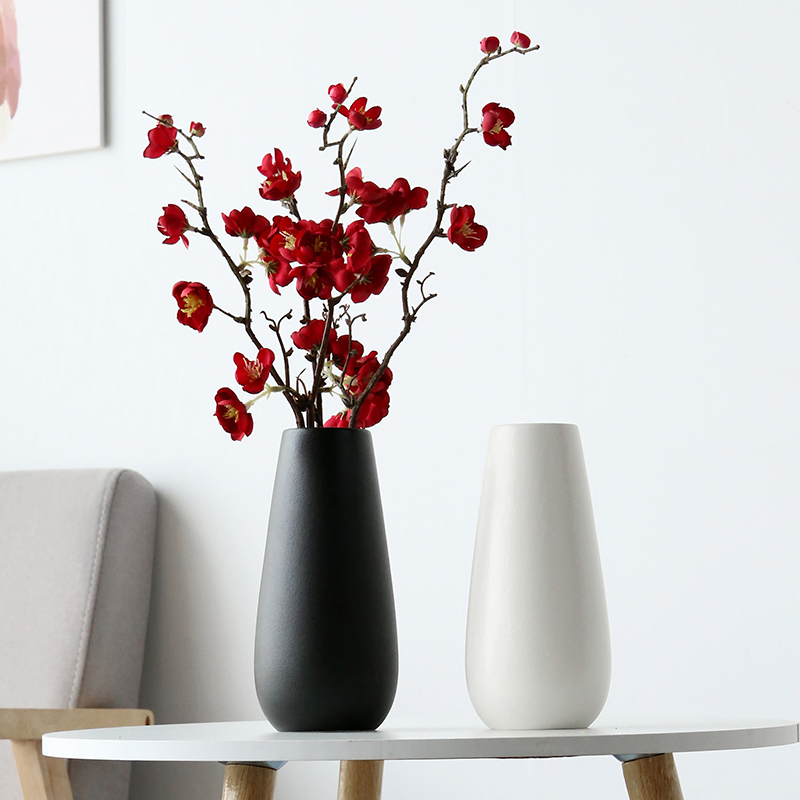 Simple modern ceramic vase home living room creative countertop ornaments hipster dry floral hydroponic white flower Ware