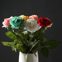 Modern simple simulation flower fake flower rose soft decoration home accessories flower arrangement silk flower decoration feel rose