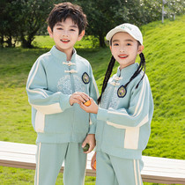 Élèves de lécole primaire uniformes de classe Vêtements de printemps et dautomne Chinois Vent Han habillés en uniforme pour enfants Trois ensembles de vêtements de jardin denfants Vêtements dété