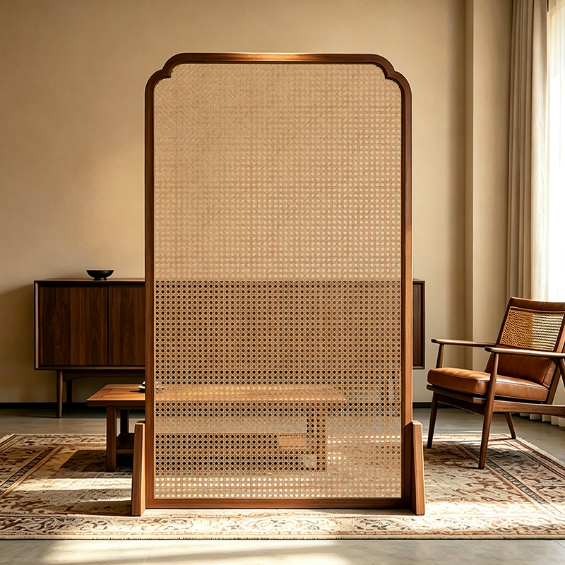 New Chinese-Style Rattan Screen Partition for Living Room, Solid Wood Bedroom Entrance Screen, Home Tea Room, Office, Song Dynasty Aesthetics New Chinese-Style Rattan Screen Partition for Living Room, Solid Wood Bedroom Entrance Screen, Home Tea Room, Office, Song Dynasty Aesthetics