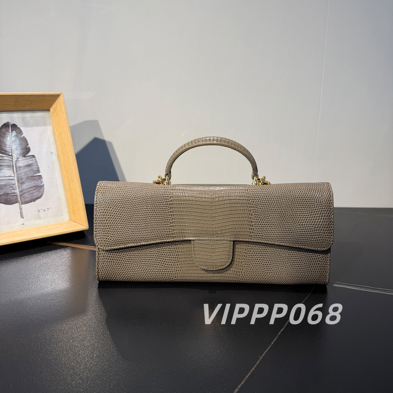 26A Lizard Pattern Cowhide Baguette Bag Women's Handbag Baguette Underarm Bag Fashionable Versatile Horizontal Version Women's Shoulder Bag 26A Lizard Pattern Cowhide Baguette Bag Women's Handbag Baguette Underarm Bag Fashionable Versatile Horizontal Version Women's Shoulder Bag
