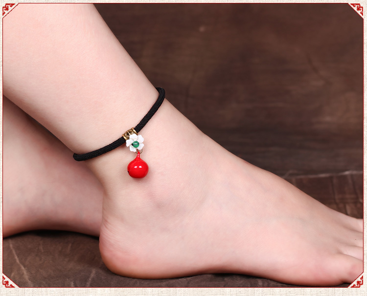 Hanada 厝 chuông handmade dây đỏ vòng chân nữ retro gió quốc gia dệt đơn giản chân dây trang sức chân 2019 mới lắc chân vàng