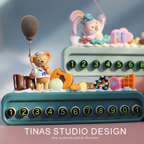 Night Light Car Temporary Parking Plate Hides Norway Phone Number Car Cartoon Cutting Cutting Cutting Bear Delu