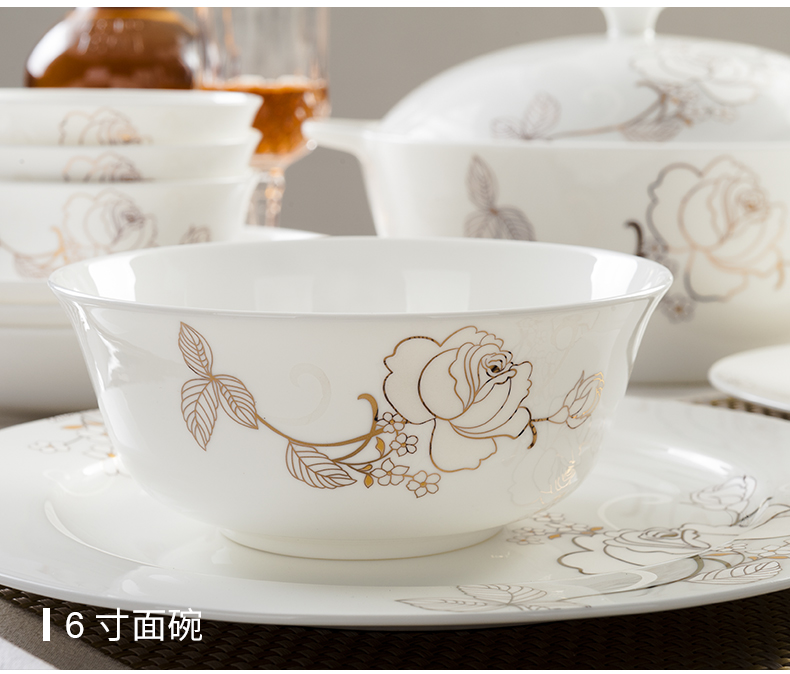 In accordance with the head of all the 56 high - grade ipads China tableware suit dishes home dishes suit Chinese pottery and porcelain wedding gift box