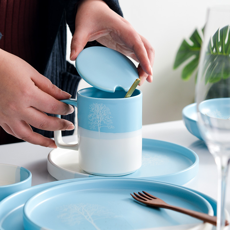 Nordic mugs ins ceramic cups with cover teaspoons of creative move trend picking light much coffee cup gift box