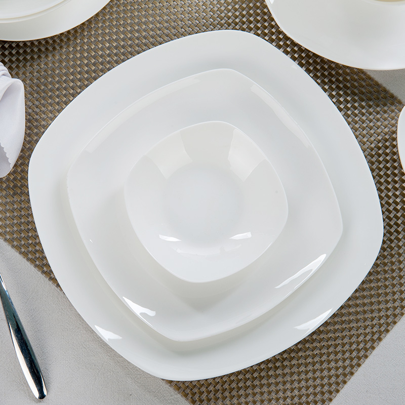 Pure white household ceramic bowl chopsticks dishes tangshan ipads porcelain tableware rainbow such as bowl Chinese rice bowl small bowl of soup bowl dish