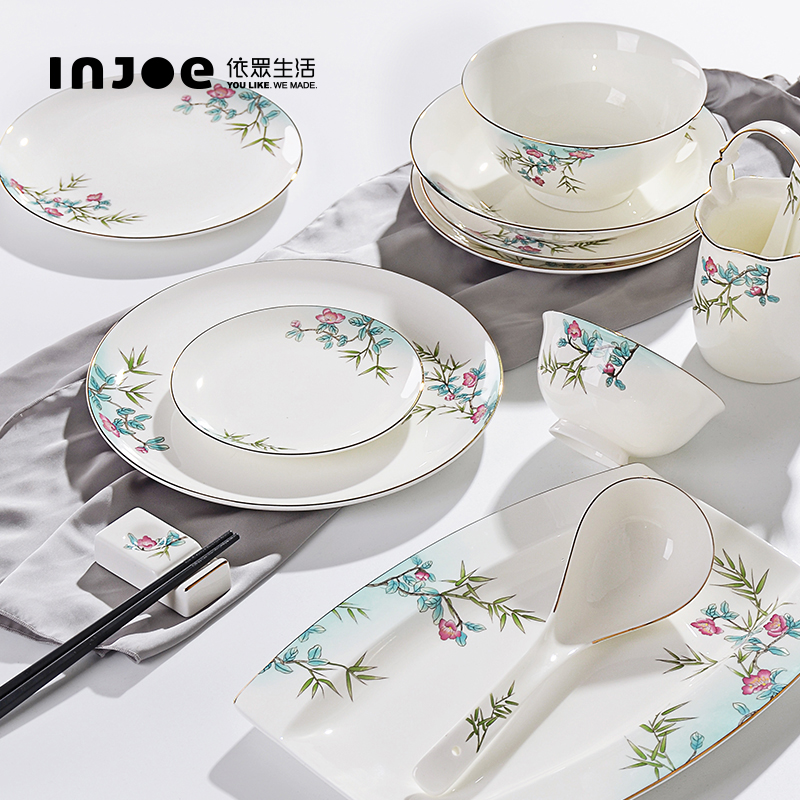 "According to the high - grade ipads China tableware suit dishes European dishes suit contracted household of Chinese style plate ceramic bowl chopsticks