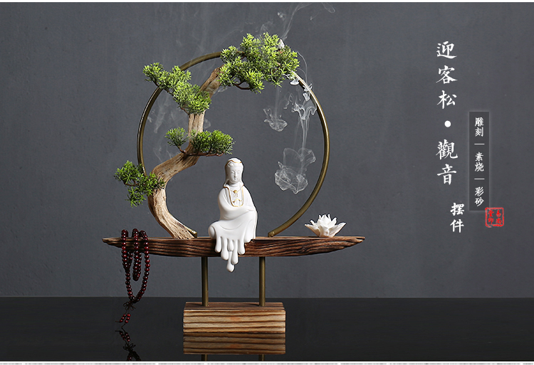 New phong cách Trung Quốc phòng khách Zen gốm tượng Phật trang trí nội thất hiện đại văn phòng tủ sách may mắn hiên bảng trang trí