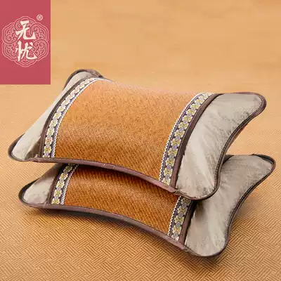 Summer mat pillow adult tea pillow Ice Silk rattan bamboo pillow big single cool small pillow male summer home