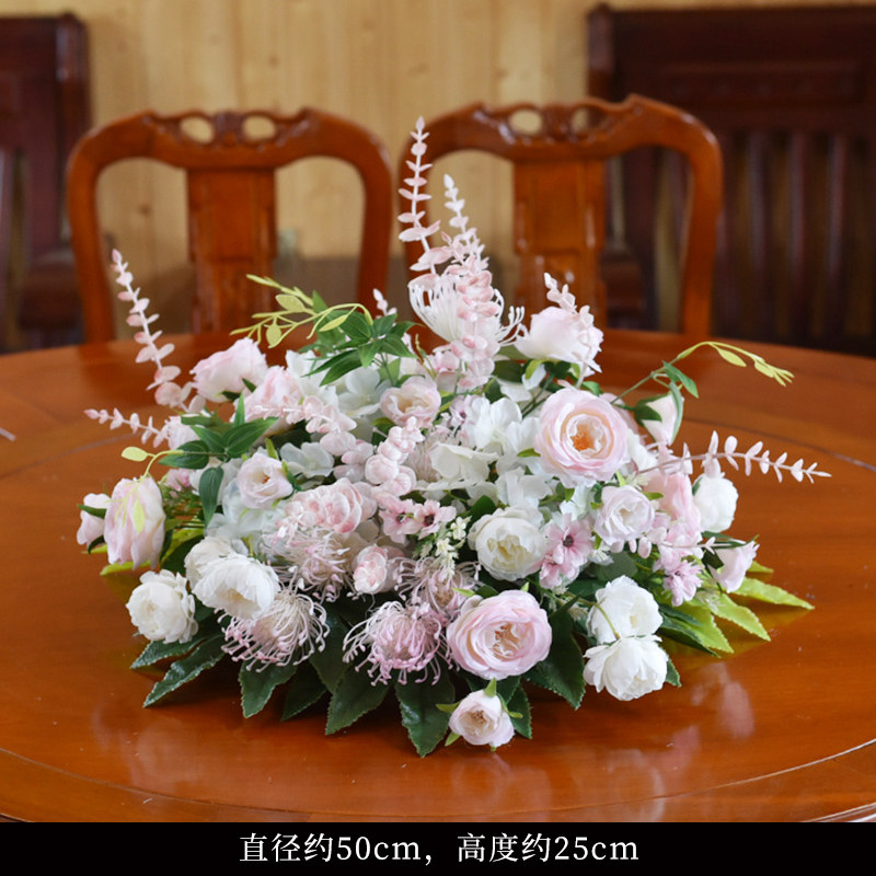 New private room hotel round dining table flower bar meeting table living room decoration sign-in decoration simulation fake silk flower art