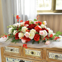 Hotel Dining Room Desktop Emulation Fake Floral Business Meeting Sign to the Interpack Table Flower Yingbin District Decorative Silk Flower Arrangement