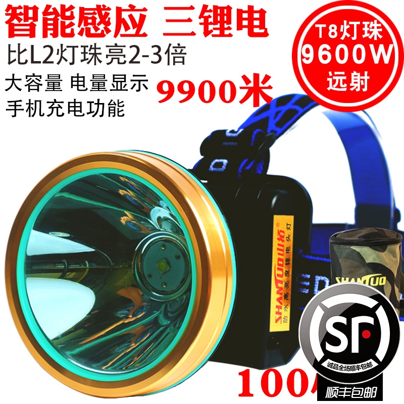 Led induction headlights Floodlight Afar charging Waterproof tap Dishes Fishing Light Flashlights Outdoor Searchlight