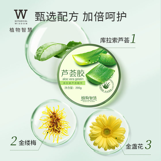 Plant wisdom aloe vera gel saves the face, moisturizes, brightens, softens and improves rough and fragile skin