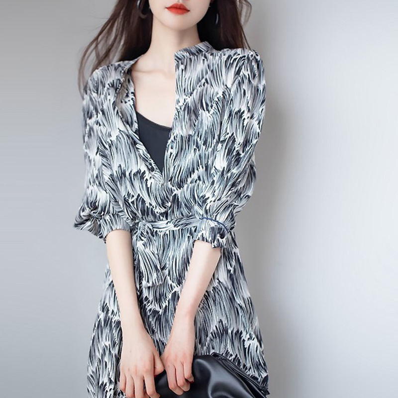 MAJE KARA spring new standout collar dress woman 2022 temperament Fashion Loose slim shirt with long version