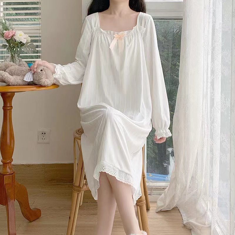 Chaoshan Jieyang pajamas women's 2022 new spring and autumn thin section ruffles ladies sweet princess ins wind nightdress