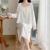 Chaoshan Jieyang pajamas womens 2022 new spring and autumn thin ruffled ladies sweet princess ins style nightdress
