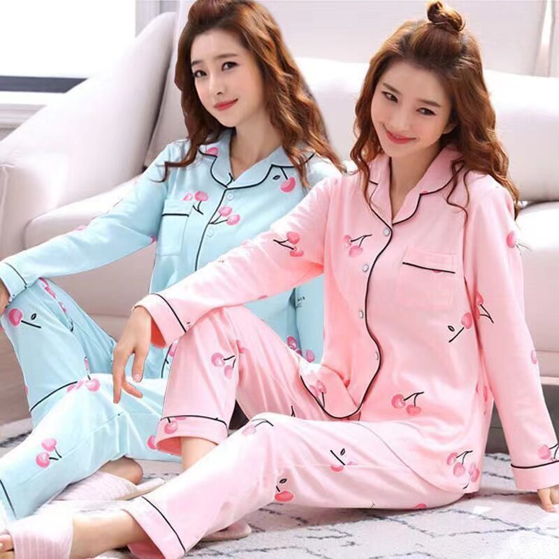 Chaoshan Jieyang pajamas women's 2022 new spring and autumn loose print cartoon long sleeves can be worn outside home clothes