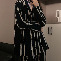 Chaoshan Jieyang pajamas 2021 new high-quality striped spring and autumn long-sleeved couples wear a male and a female suit