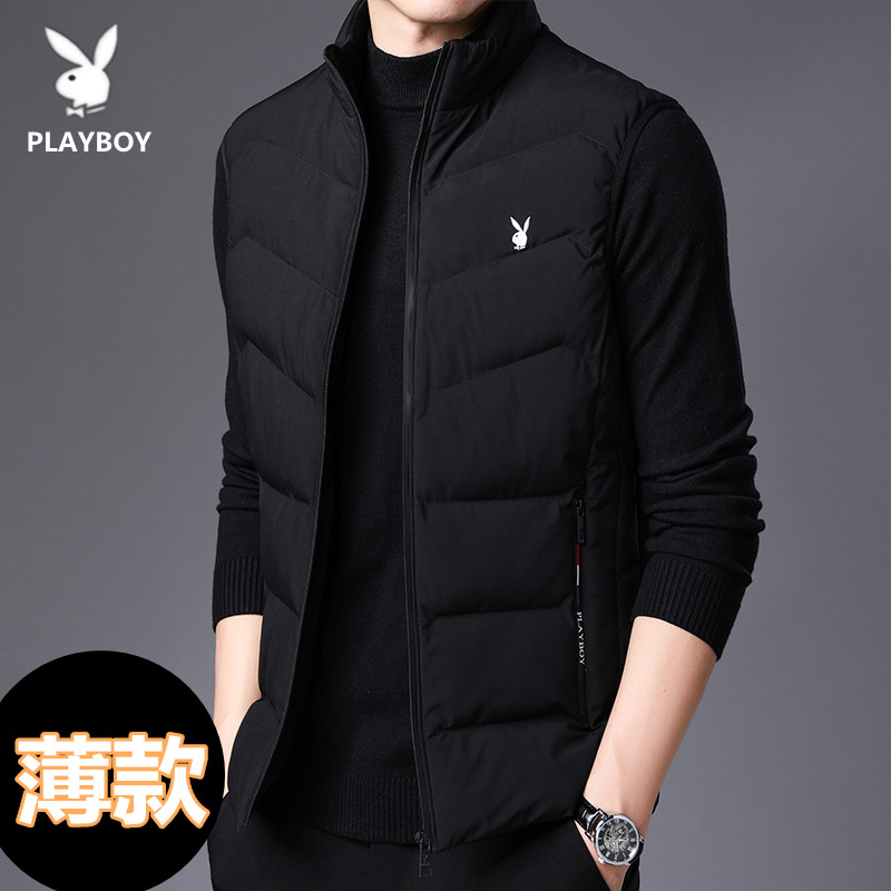 Playboy vest nam mới mùa xuân và mùa thu áo khoác xuống bông độn vest kích thước lớn áo ghi lê Hàn Quốc vest nam - Áo vest cotton