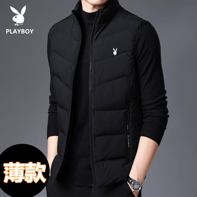 Playboy vest nam mới mùa xuân và mùa thu áo khoác xuống bông độn vest kích thước lớn áo ghi lê Hàn Quốc vest nam - Áo vest cotton