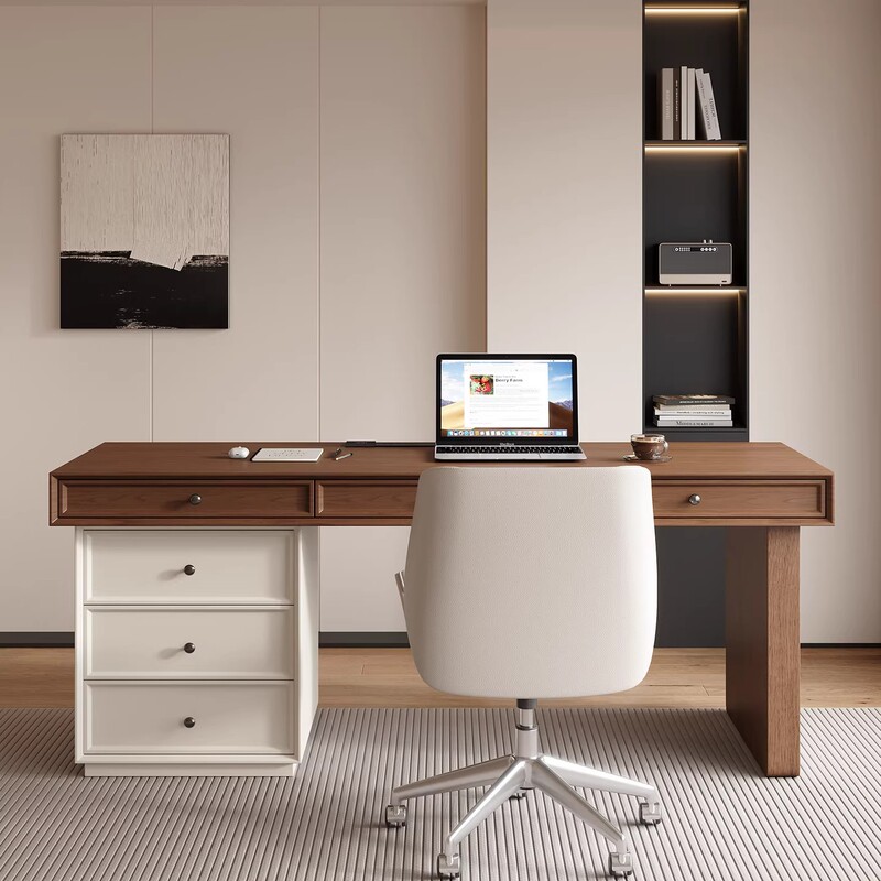 Medieval Style Desk, Retro Home Study Desk, Designer Computer Desk, Desktop Cream Style Solid Wood Office Desk