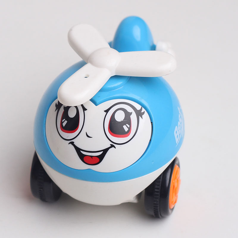 Cartoon cute childhood inertia helps ski small toy boy girl baby helicopter to run