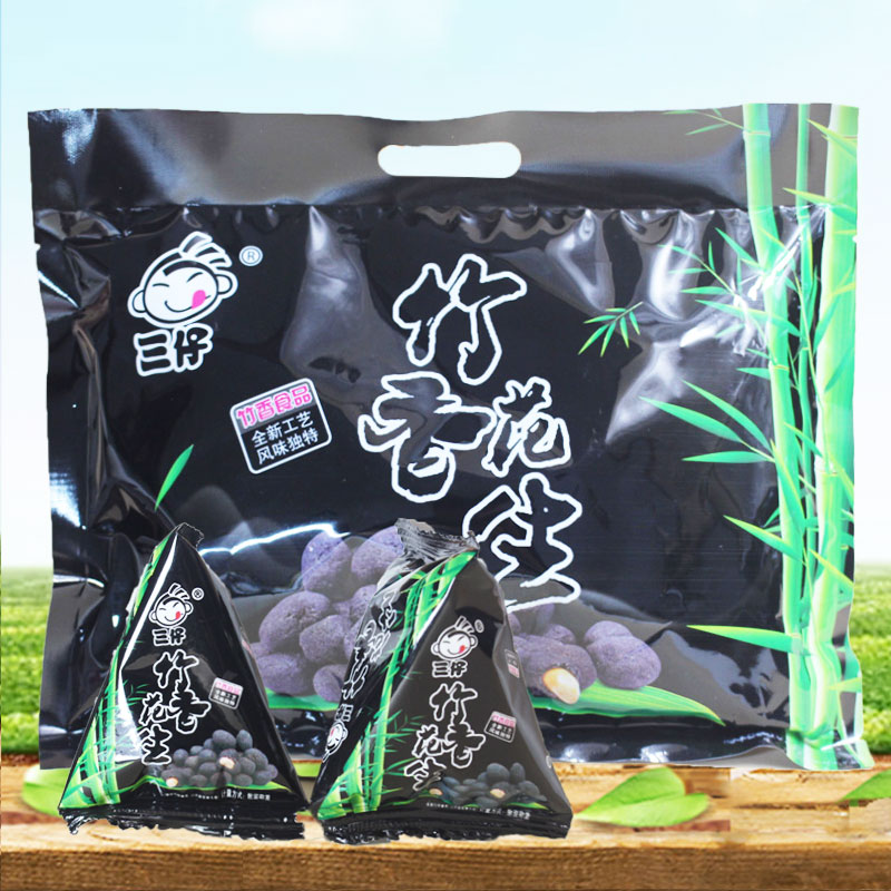 Sanzai bamboo fragrant peanuts 308g bamboo charcoal black multi-flavor peanut rice emblems Rai Huang Hills produce zero food cakes from Anhui-Taobao