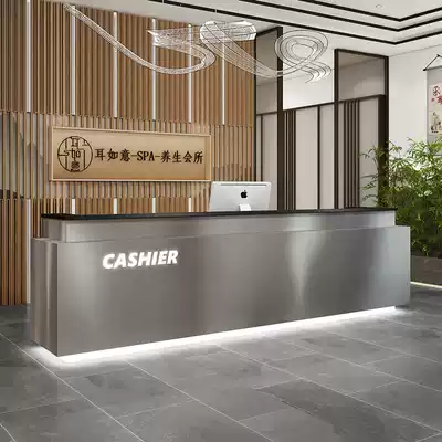 Customized stainless steel cash register counter modern simple bar clothing shop small luxury front desk beauty salon reception desk