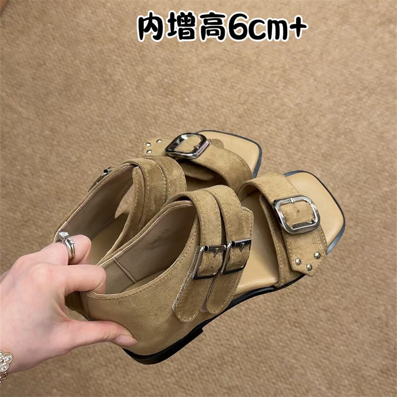 Platform Sandals for Petite Women, Summer 2026 New Style, Metal Buckle Shoes, Retro Square Toe Wedge Heels, Versatile Roman Shoes Platform Sandals for Petite Women, Summer 2026 New Style, Metal Buckle Shoes, Retro Square Toe Wedge Heels, Versatile Roman Shoes