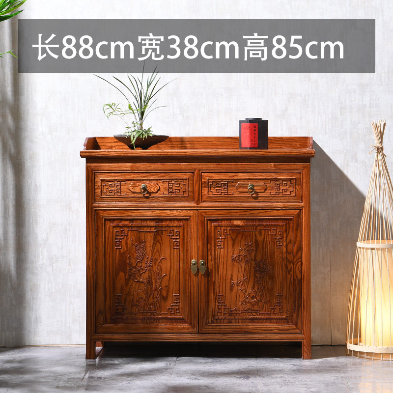 Old elm all solid wood dining cabinet Chinese kitchen storage cabinet dining room cabinet against the wall hotel room dining cabinet