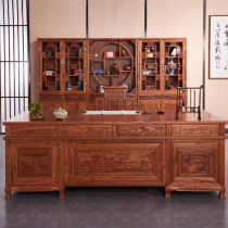 All solid wood desk new Chinese style 2 8 meters Kowloon elm boss desk 2 4 executive desk 3 2 atmospheric office