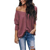 2019 sweater V-neck solid color bottoming shirt women