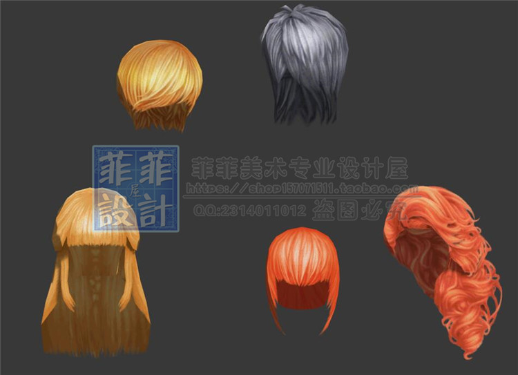 游戏美术素材 卡通角色头发发型3D模型 原画设计参考 3Dmax源文件