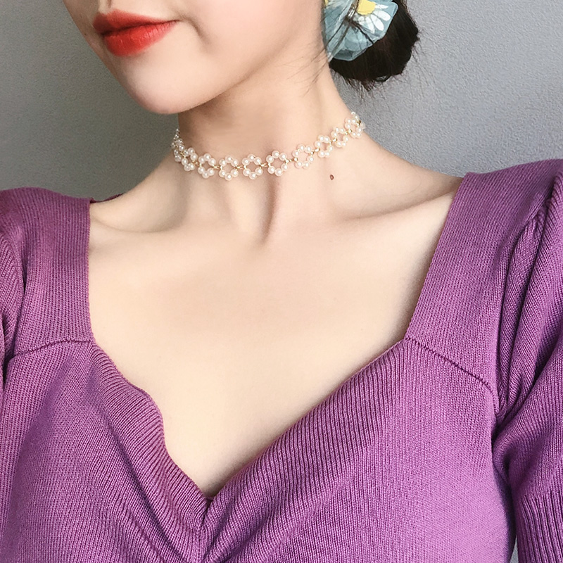 Pearl garland necklace 2021 new high-end clavicle chain female temperament net red neck jewelry neck strap necklace