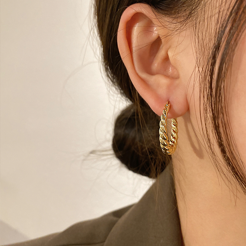 Bright Metal Twist Earrings 2022 New Fashion Korean Texture Light Luxury Earrings Female Niche Design Earrings