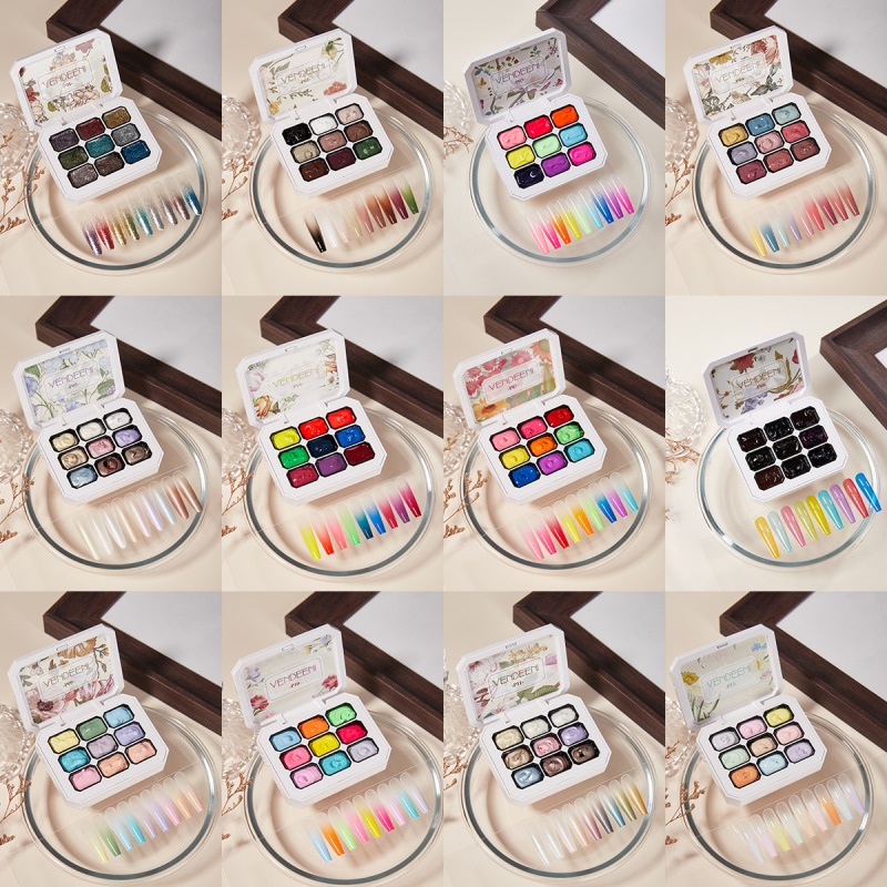 Vendeeni Nine-Grid Gel Polish 12 New Products Gradient Color Gel Polish for Nail Art and Blush Effect