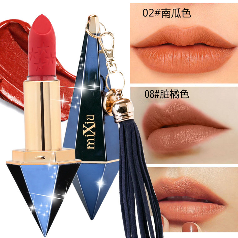 Michelan Drilling Solid Rhomboid Matt Mist Surface Lipstick Without Falling Color Waterproof Pumpkin Dirty Orange Niche Brands